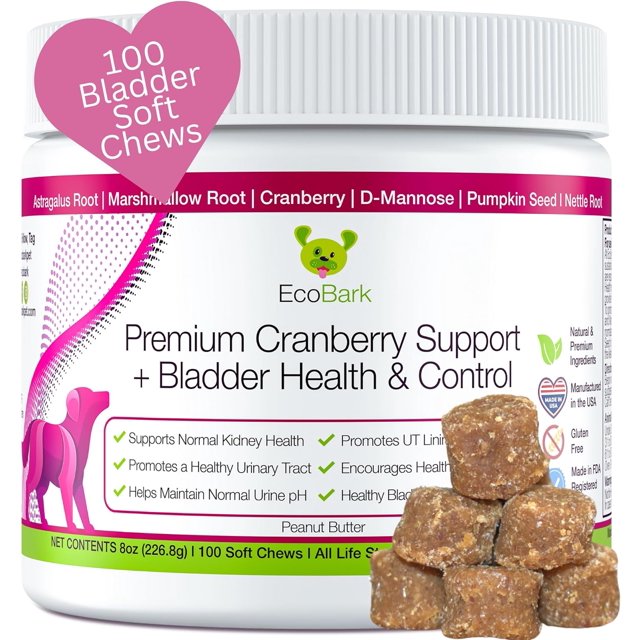 EcoBark Cranberry Supplement for Dogs Bladder Health & Kidney Support
