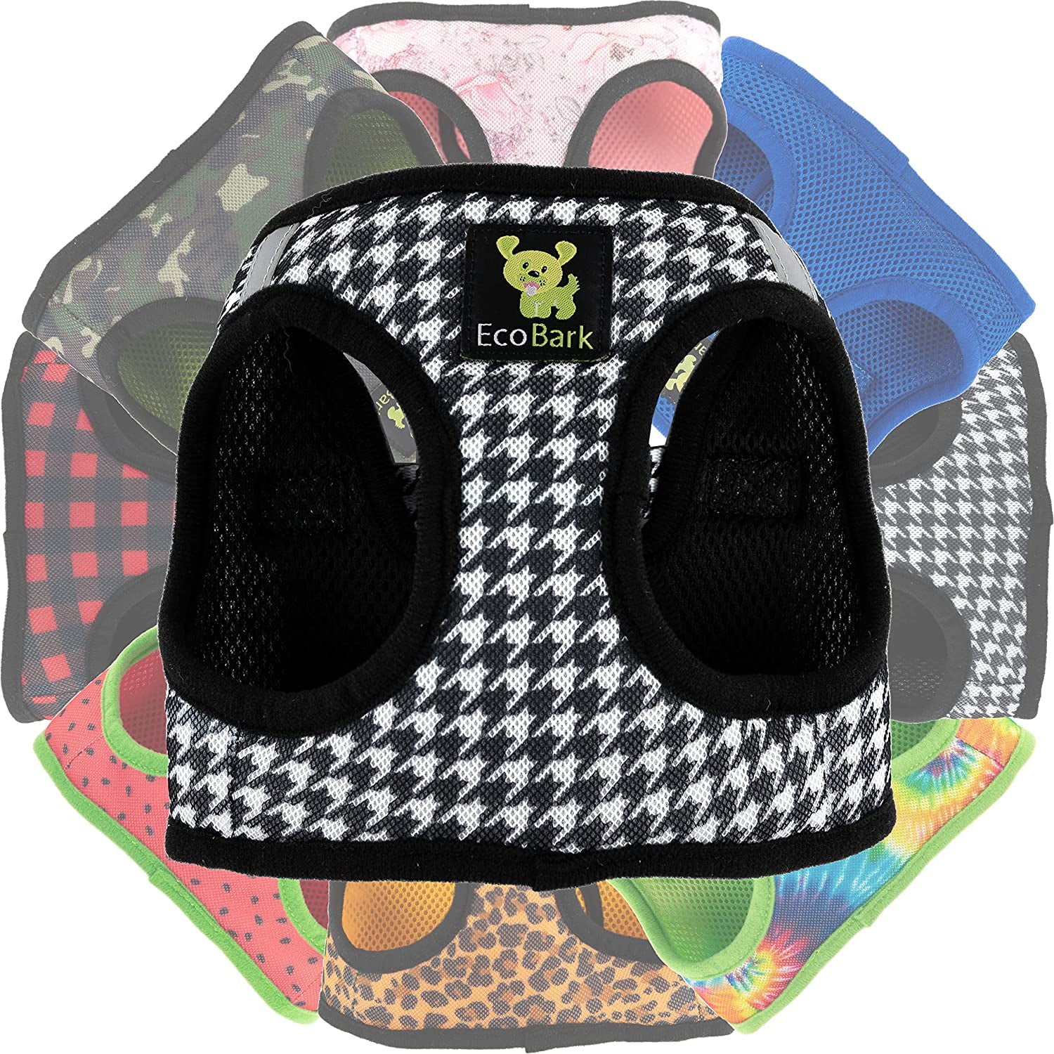 EcoBark Dog Leash - Padded Handle, Reflective, Heavy Duty, Made From Recycled Materials, Houndstooth Pattern