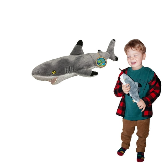 EcoBuddiez Blacktip Shark Plush by Deluxebase. 12.5in Soft Toy Made from Recycled Bottles