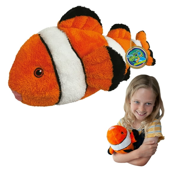 EcoBuddiez - Clown Fish from Deluxebase. 15 Inch Clown Fish Plush Toy. Eco Friendly Child Safe Fish Stuffed Animal made from Recycled Plastic Bottles.