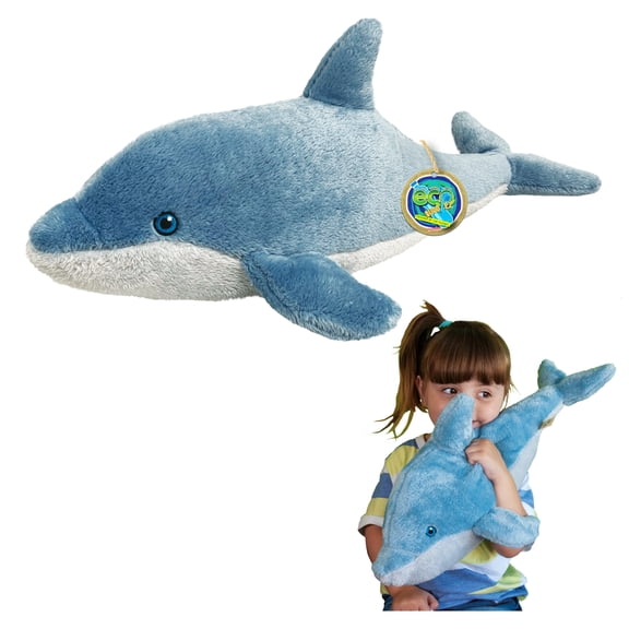 EcoBuddiez - Dolphin by Deluxebase. 20" Eco-Friendly Dolphin Plush Toy Made from Recycled Bottles