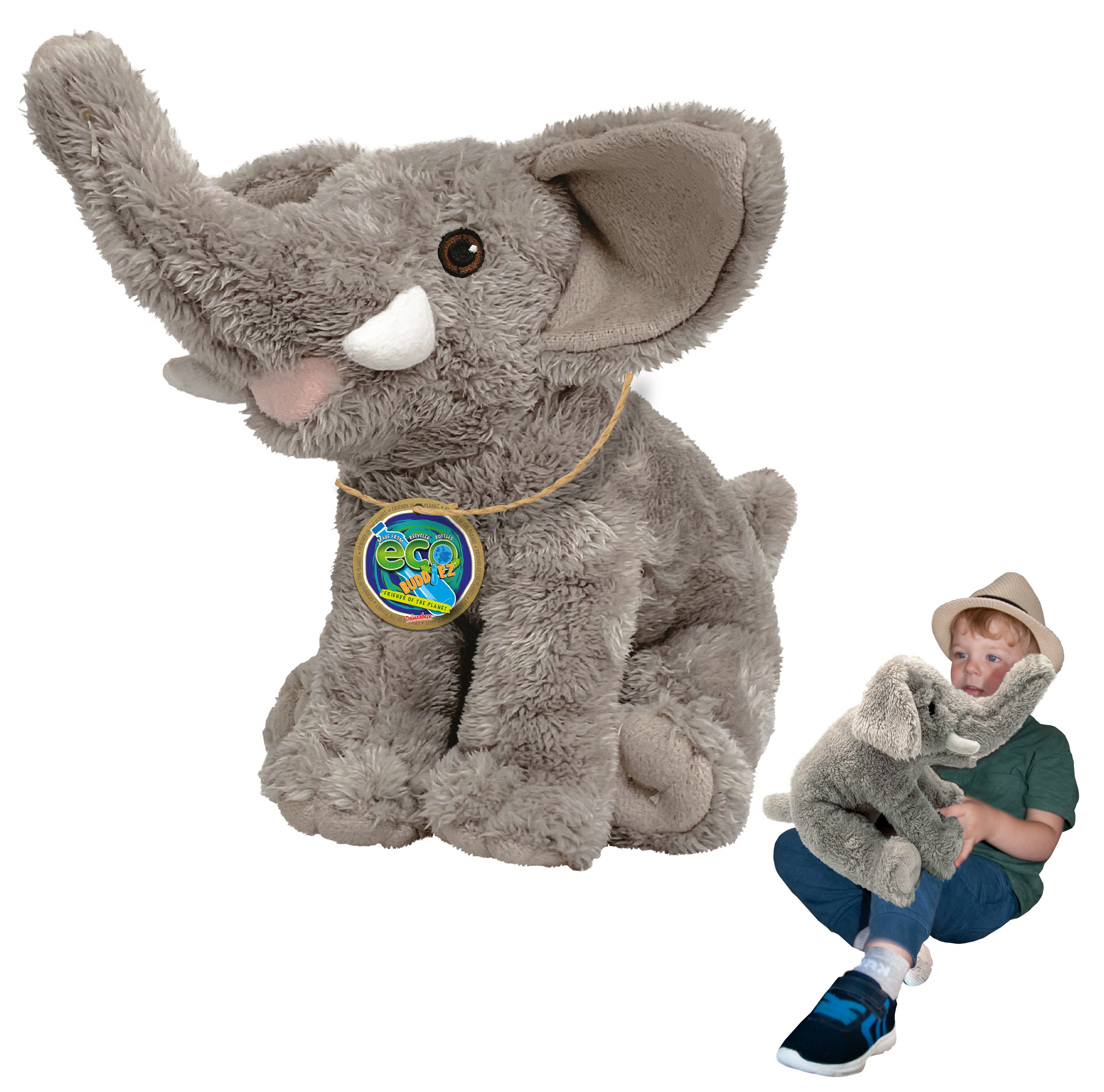 EcoBuddiez Elephant from Deluxebase. 12 Inch Elephant Plush Toy. Eco Friendly Child Safe Elephant Stuffed Animal made from Recycled Plastic Bottles. Walmart