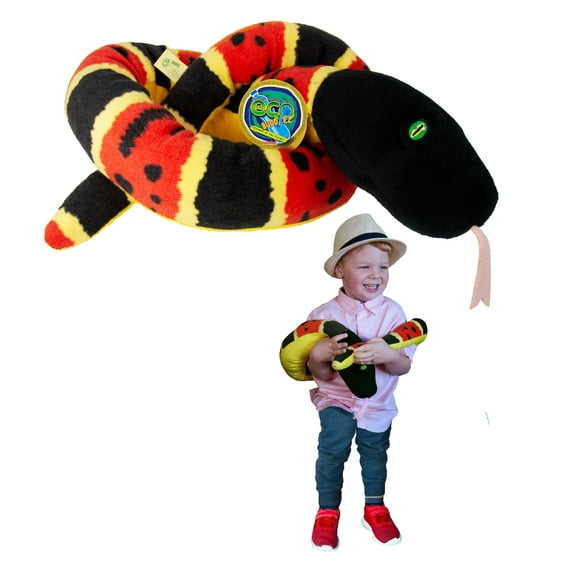EcoBuddiez Sssnakes - Coral Snake by Deluxebase. 55" Soft Plush Snake Toy from Recycled Bottles
