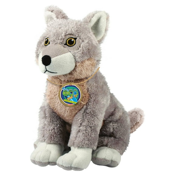 EcoBuddiez Wolf Plush by Deluxebase. 8in Soft Toy Made from Recycled Plastic Bottles