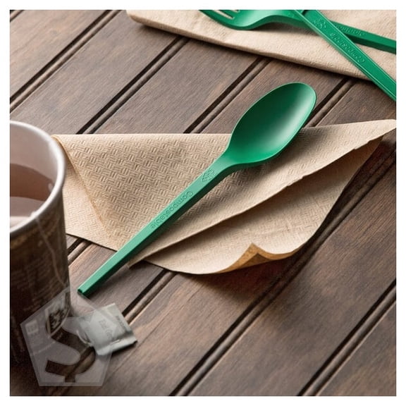 EcoChoice Heavy Weight 6 1/2" Green CPLA Plastic Spoon - 1,000/Case
