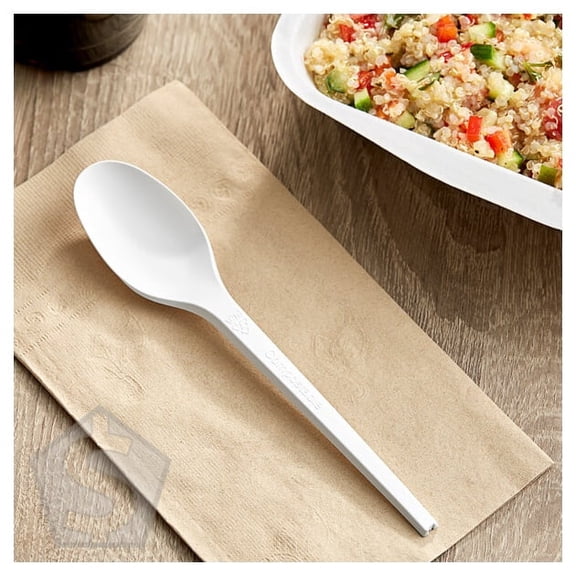 EcoChoice Heavy Weight Compostable 6 1/2" White CPLA Plastic Spoon - 1,000/Case