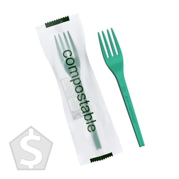 EcoChoice Wrapped Heavy Weight 6 1/2" Green CPLA Fork - 500/Case