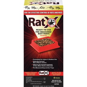 EcoClear Products 620105, RatX All-Natural Non-Toxic Humane Rat and Mouse Killer Pellets, Ready-To-Use Pre-Measured 3 oz. Bait Trays, 4-Pack
