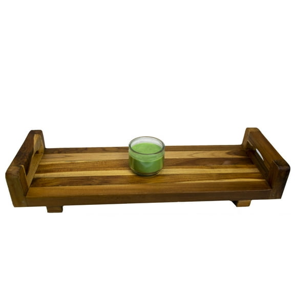 EcoDecors Eleganto 29" Teak Wood Bath Tray and Seat with LiftAide Arms in EarthyTeak Finish