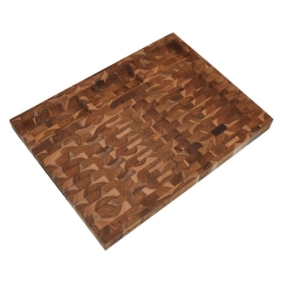 EcoDecors FSC Teak 20" x 15" End Grain Cutting Board with Charcuterie Tray