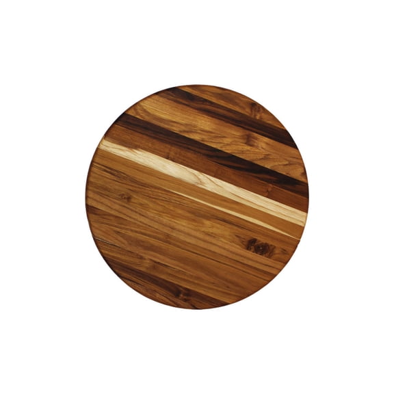 EcoDecors 16" Round Teak Cutting Board, FSC Certified Solid Wood, Edge Grain, Carving Board for Kitchen Brisket