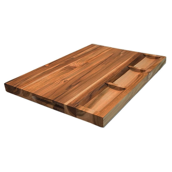 EcoDecors 24" x 18" Reversible FSC Teak Cutting Board with Juice Groove