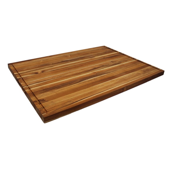 EcoDecors 40" x 28" Teak Reversible Edge Grain Cutting Board with Groove