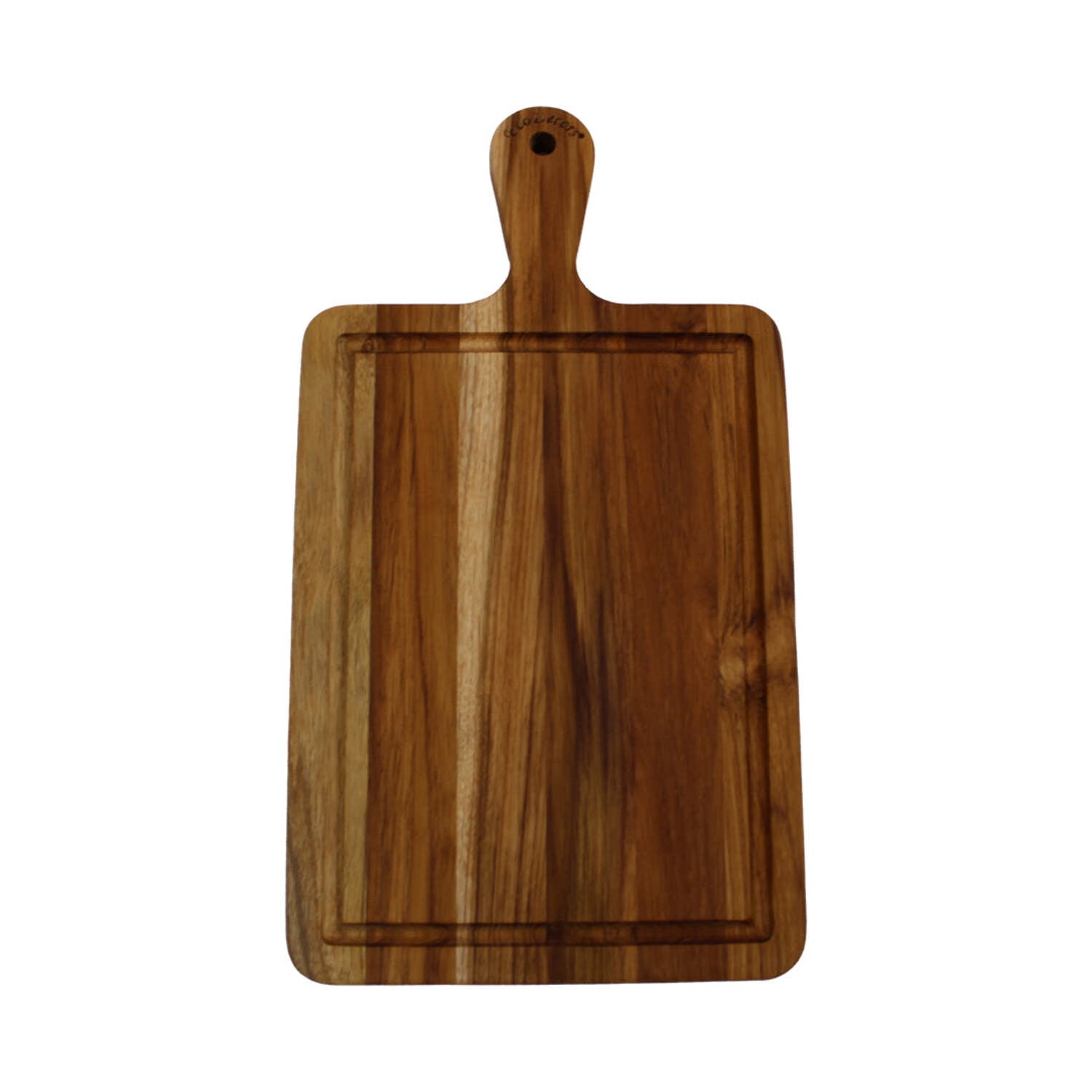 EcoDecors 15.5" x 8.5" Edge Grain FSC Teak Cutting Board with Handle