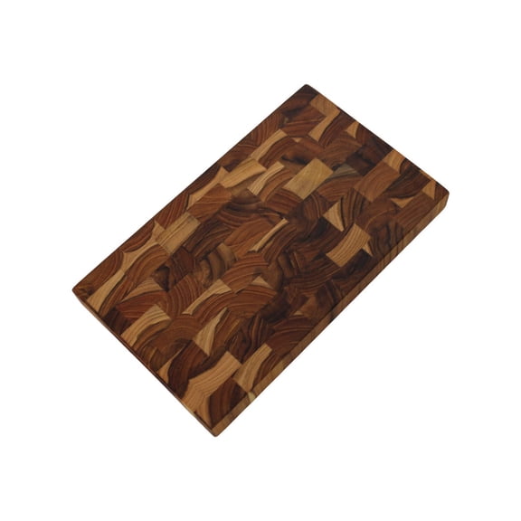 EcoDecors 10x6 FSC Teak End Grain Reversible Cutting Board for Snacks