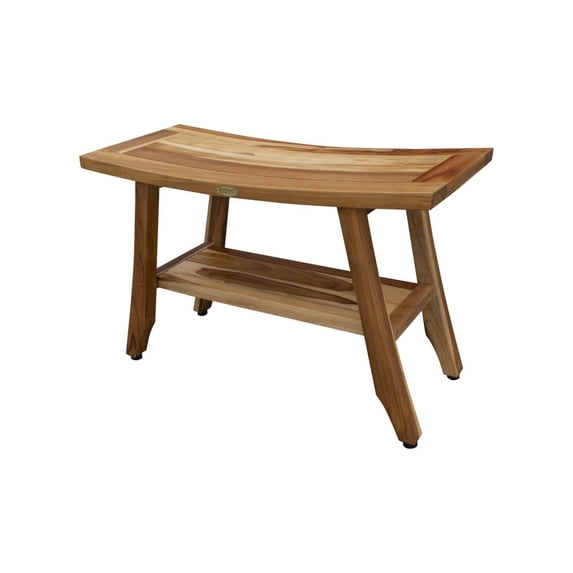 EcoDecors® Satori® 28" Teak Wood Shower Bench with Shelf in EarthyTeak Finish
