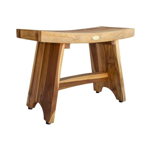 EcoDecors Serenity 24" Teak Wood Shower Bench in EarthyTeak Finish