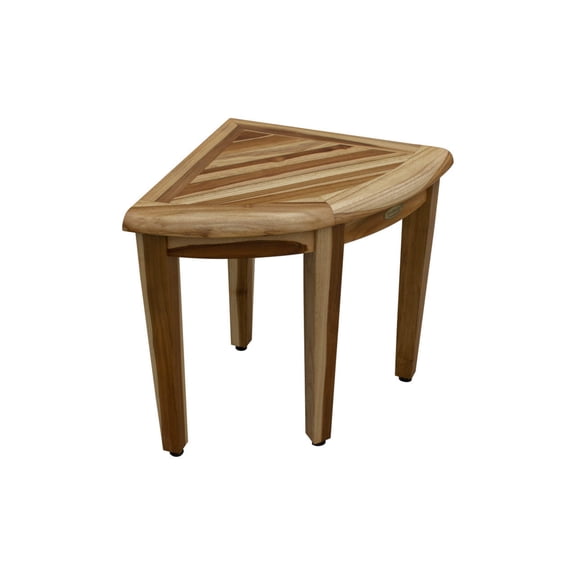 EcoDecors SnazzyCorner 18"H Teak Wood Corner Shower Bench in EarthyTeak Finish