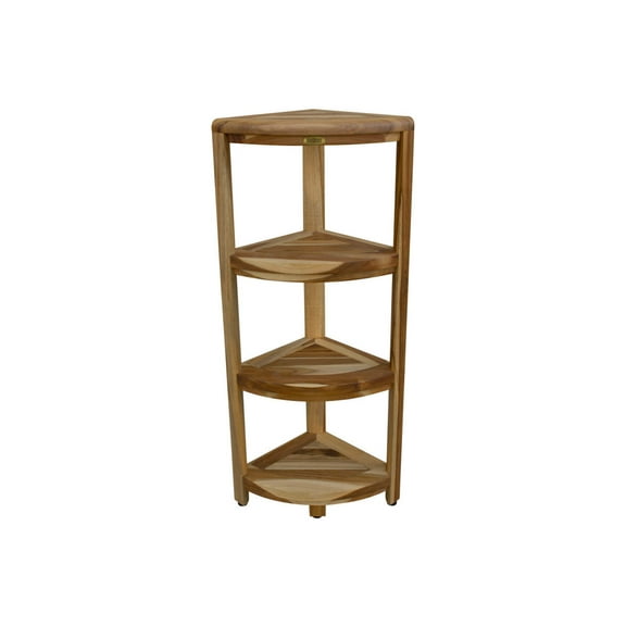 EcoDecors® SnazzyCorner® 38" Teak Wood 4-Tier Corner Shelf in EarthyTeak Finish
