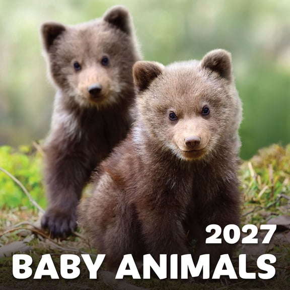 EcoEarth 12 Month Vertical Wall Calendar, Baby Animals, 11" x 17", Jan 2027-Dec 2027