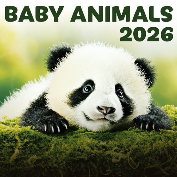 EcoEarth 12 Month Vertical Wall Calendar, Baby Animals, 11" x 22", Jan 2026-Dec 2026