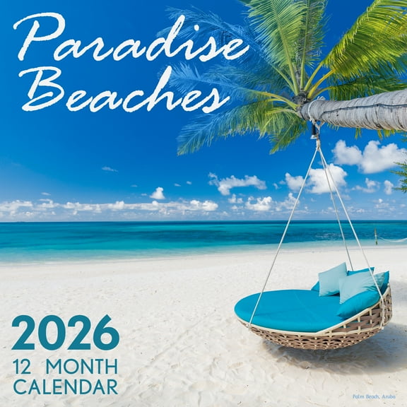 EcoEarth 18 Month Vertical Wall Calendar, Paradise Beaches, 11" x 17", Jul 2025-Dec 2026