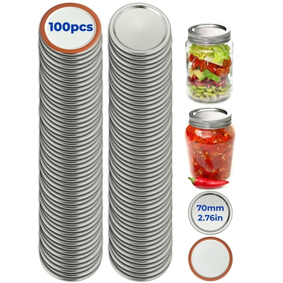 EcoEarth Regular Mouth Canning Lids Airtight Seal (100 Count)