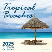 EcoEarth 12-Month Wall Calendar for 2025, Vertical 11x22 Hanging Tropical Beaches Monthly Calendar 100% Biodegradable