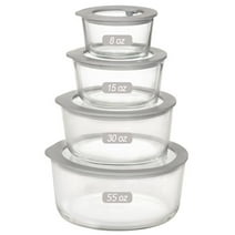 EcoEvo Glass Food Containers with Glass Lid Grey-4R