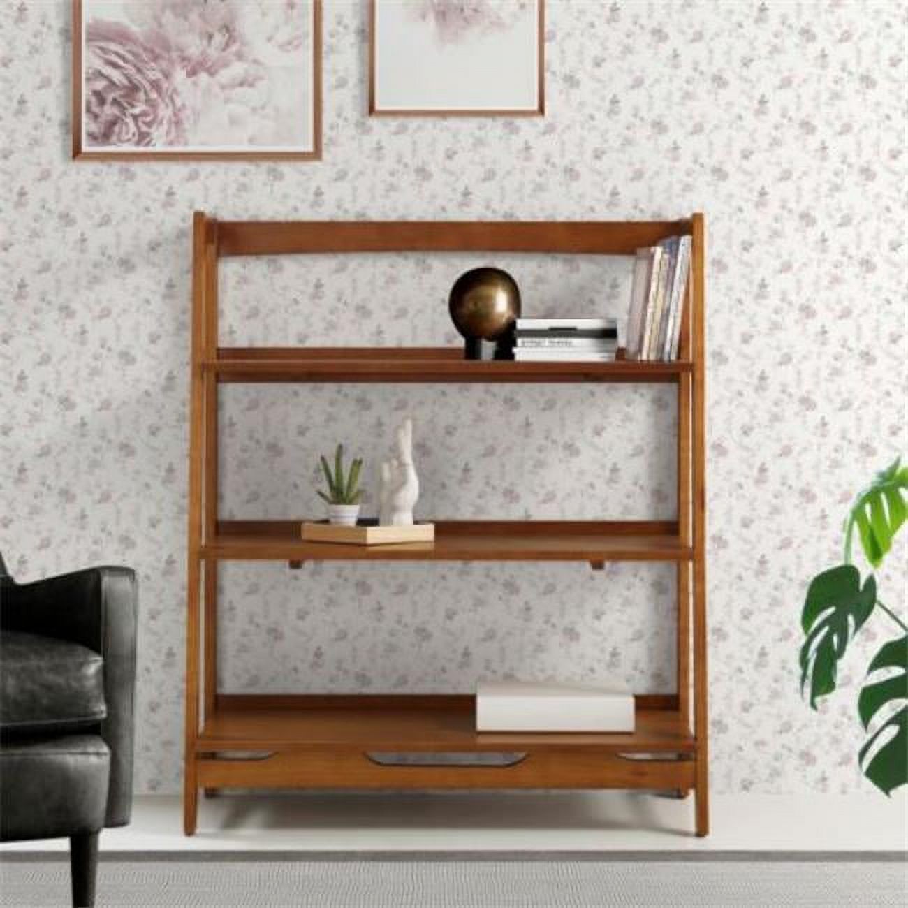 EcoFlex Furniture MDS09 Mid Century Open Shelving Unit, Castahno
