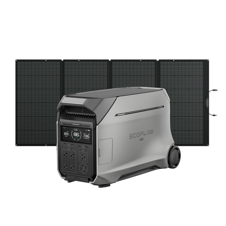 Ef EcoFlow Solar Generator 4000Wh Delta Pro 3 with 400w Portable Solar Panel, 120/240v 4000w AC Output, Solar Generator for Home Use, Camping
