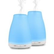 EcoGecko Aromatherapy Essential Oil Diffuser, Aroma Oil Diffuser Cool Mist Humidifier with Timer, 7 Color LED Lights, Auto Shut-Off for Home Bedroom Office, 2 Pack