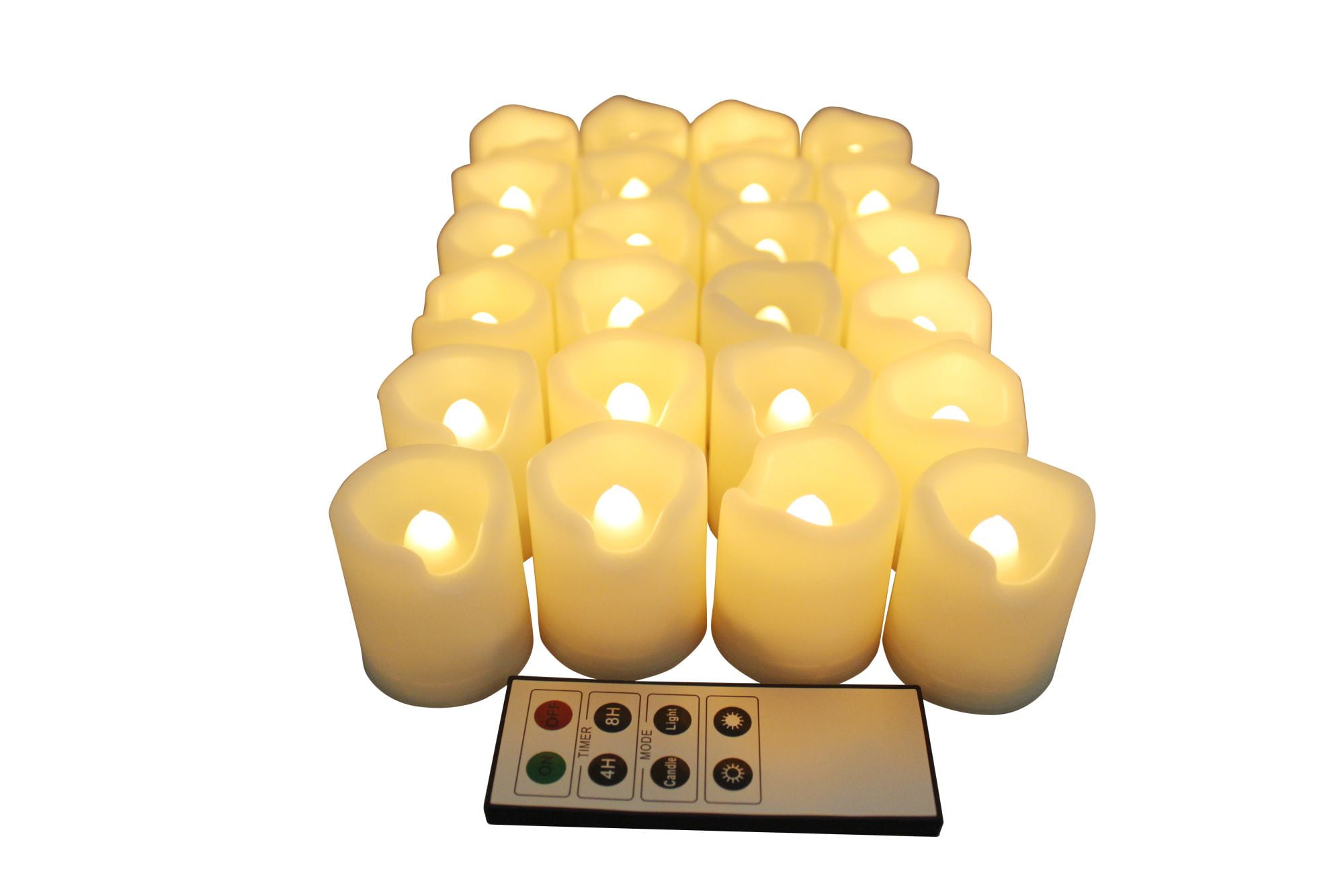 EcoGecko Flameless Votive Candles with Remote and Timer, Battery Operated Tealights, Warm Glow, Weatherproof for Indoor & Outdoor Use, Batteries Included, Pack of 24, Ivory