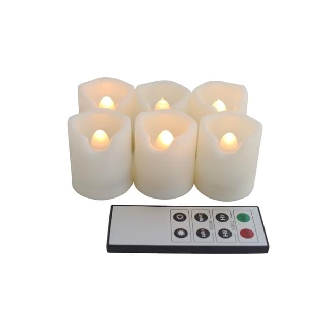 EcoGecko  Indoor Outdoor Flameless Warm Glow Votive Candles with Remote & Timer - Set of 6