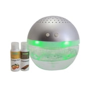 EcoGecko Magic Ball, Light Up Air Revitalizer, Air Freshener, Room Aromatizer, Aromatherapy, Aroma and Essential Oil Diffuser with Orange Peel, Cinnamon Oils, 2 Bottle 30ml Each , Silver