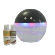 EcoGecko Magic Ball, Light Up Air Revitalizer, Air Freshener, Room Aromatizer, Aromatherapy, Aroma and Essential Oil Diffuser with Orange Peel, Cinnamon Oils, 2 Bottle 30ml Each , Black