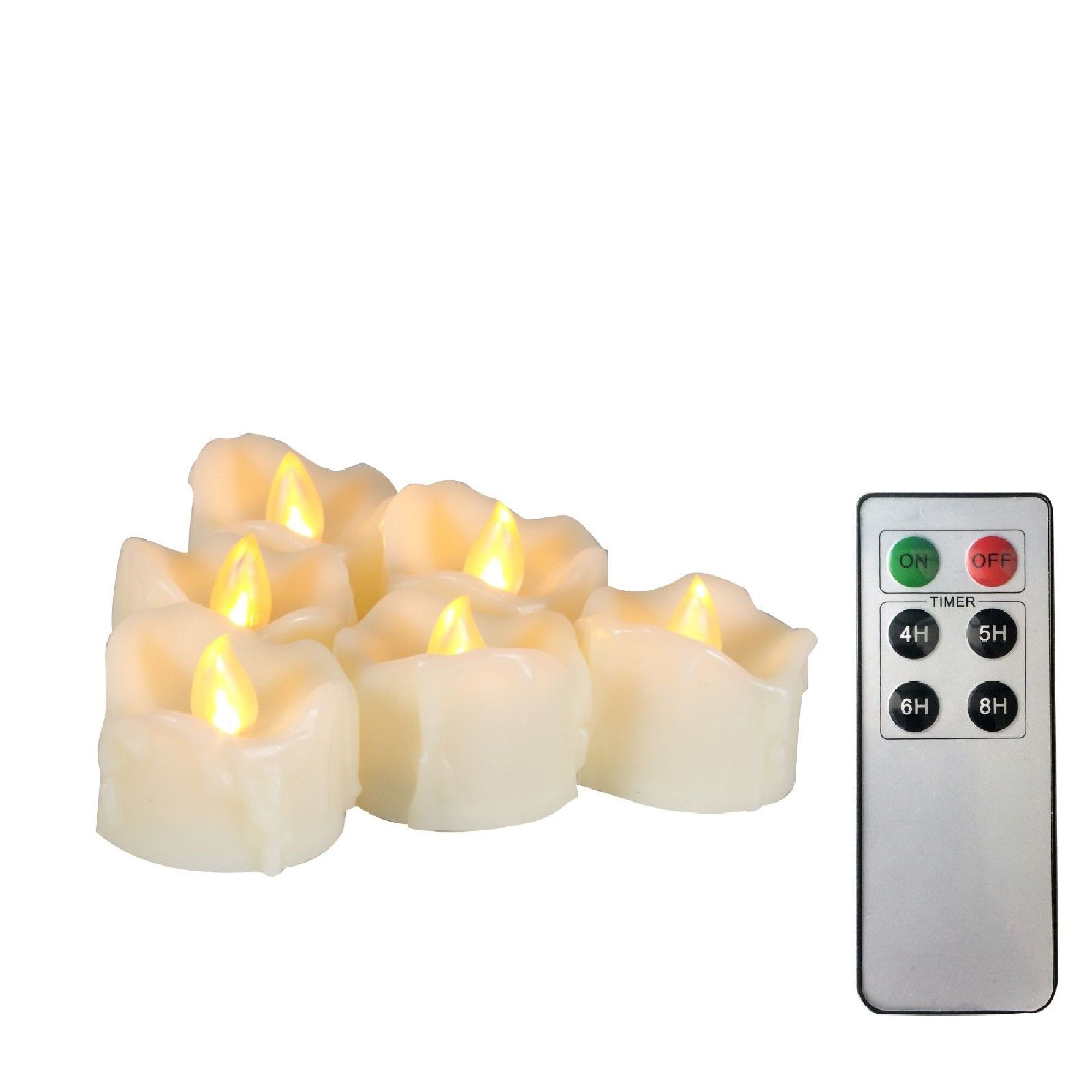 EcoGecko Set of 6 Tealight/Votives Flameless LED Tea Lights with Remote