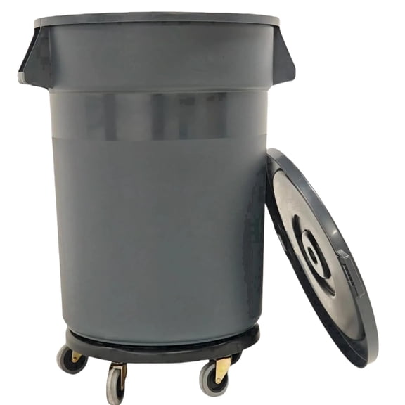 32 Gallon Outdoor Trash Can with Lid and Wheels, Large Trash Can with Removable Wheels and Sturdy Handle, Garbage Cans for Kitchen, Hospitals, Garages, Backyards and Yards