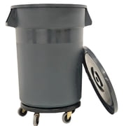 32 Gallon Outdoor Trash Can with Lid and Wheels, Large Trash Can with Removable Wheels and Sturdy Handle, Garbage Cans for Kitchen, Hospitals, Garages, Backyards and Yards