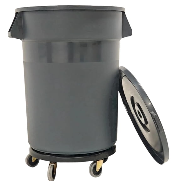32 Gallon Outdoor Trash Can with Lid and Wheels, Large Trash Can with Removable Wheels and Sturdy Handle, Garbage Cans for Kitchen, Hospitals, Garages, Backyards and Yards