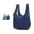 thumbnail image 1 of EcoJeannie® 2 Pack Super Strong Ripstop Nylon Foldable Reusable Bag Grocery Shopping Tote Bag with built-in Pouch (Gray & Navy), 1 of 2