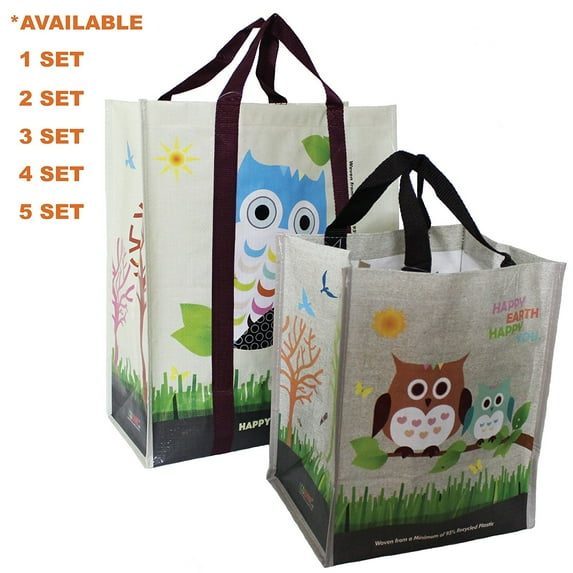 EcoJeannie (2 Pcs) Laminated Bag Recycled Plastic Woven Reusable Shopping