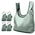thumbnail image 1 of EcoJeannie® 4 Pack Super Strong Ripstop Nylon Foldable Reusable Bag Grocery Shopping Tote Bag with built-in Pouch, Gray & Gray & Gray & Gray, 1 of 3