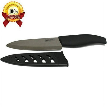 EcoJeannie CK0001 6-Inch Advanced Ceramic Blade Professional Chef's Knife with Plastic Cover, 13.7 by 13.7 by 5-Inch, Coffee