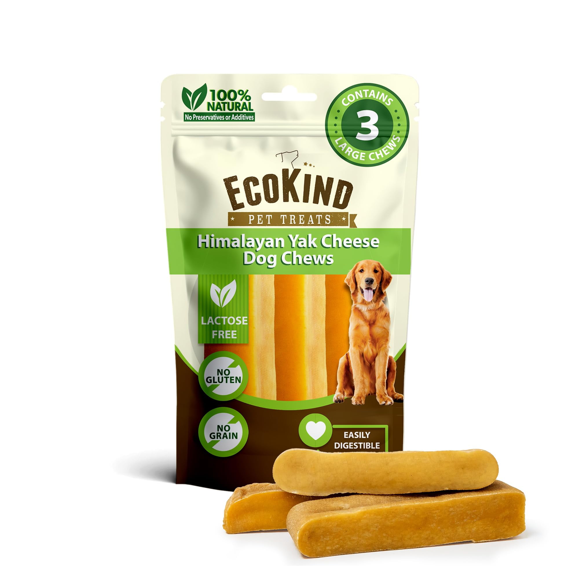 EcoKind Himalayan Gold Yak STF9 Cheese Dog Chew for Large Dogs, Healthy