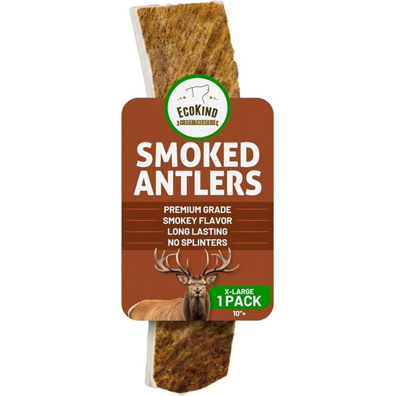 EcoKind Smoked Elk Antler Dog Chews – Natural Split Antlers, Long-Lasting Chew, Elk Antlers Treats for Extra Large Dogs Weighing 45  lbs, Splinter-Free, Supports Dental Health – 1 X-Large Smoked Chew