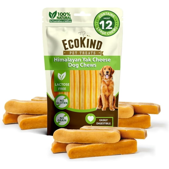 EcoKind Yak Milk Dog Chews for Large Dogs, Yak Stick Dog Treats, Himalayan Dog Chews, 3 lb Bag
