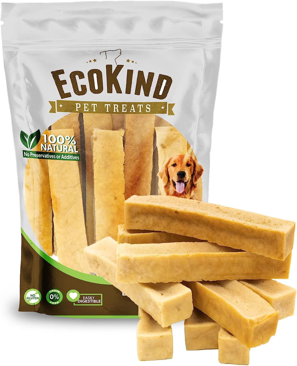 EcoKind Organic Yak Milk Dog Chews, Large Dog Snacks, Himalayan Yak