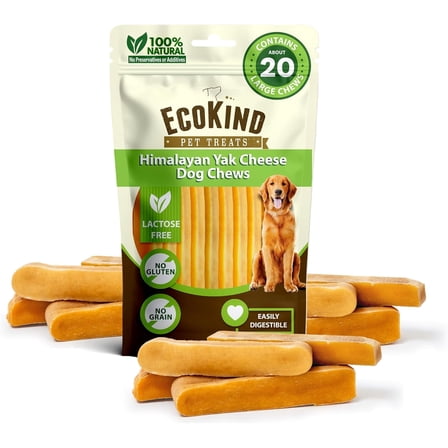 EcoKind Yak Milk Dog Chews for Large Dogs, Yak Stick Dog Treats, Himalayan Dog Chews, 5 lb Bag