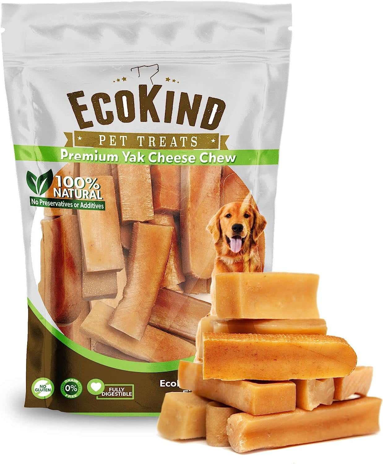 EcoKind Yak Milk Dog Chews for Large Dogs, Yak Stick Dog Treats